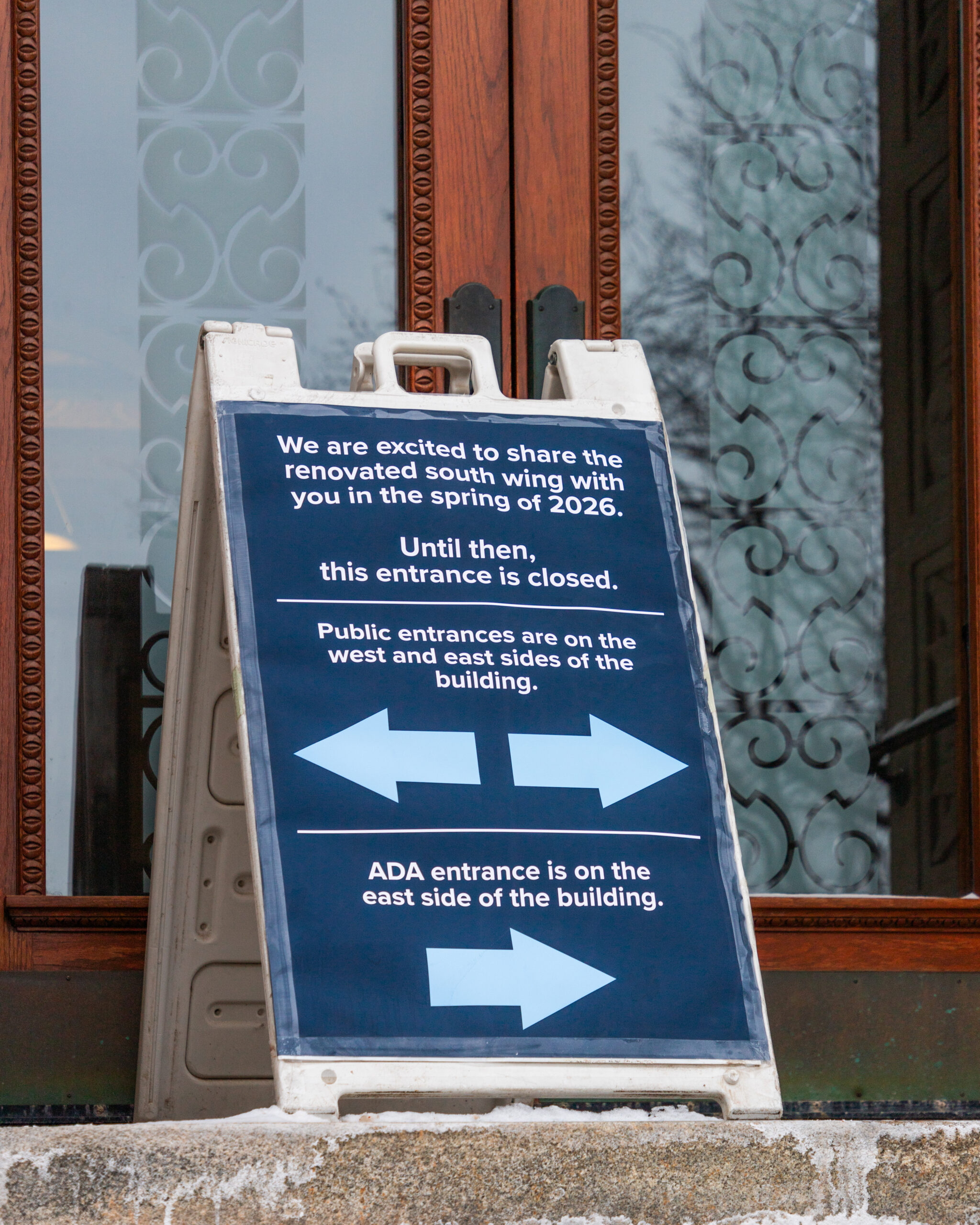Three entrance points, including the main entrance of Creighton Hall are closed until 2026.