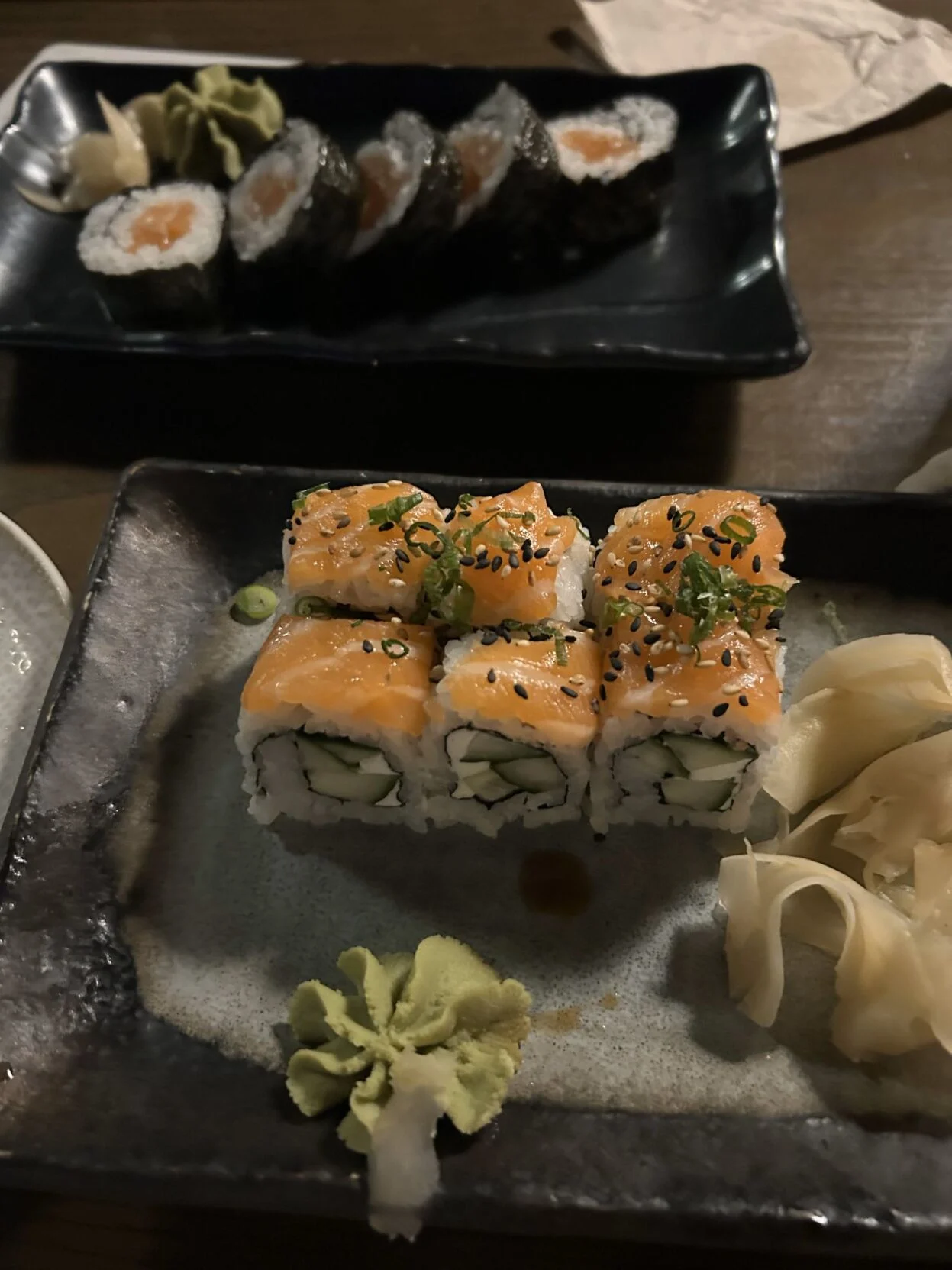 Featured dish "Cabo Roll" with wasabi and ginger