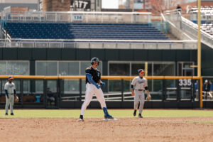 Junior shortstop Ben North celebrates after a double.