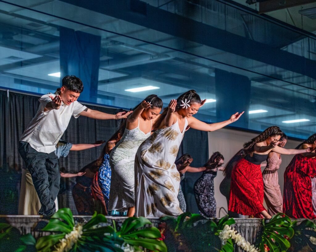 Dancers on stage perform at the lu'au