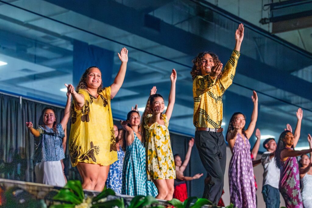 Dancers on stage perform at the lu'au